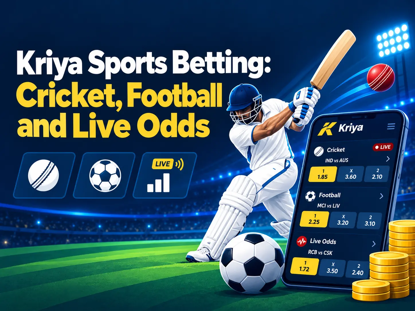 Kriya Sports Betting: Cricket, Football and Live Odds